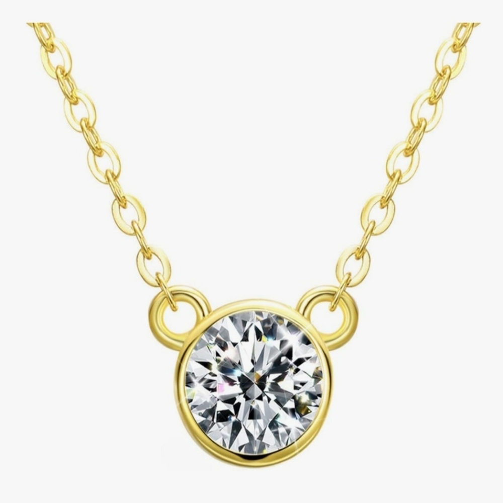 Genuine Moissanite 1 CT, 18K Gold Over 925 Sterling Silver, New In The Box